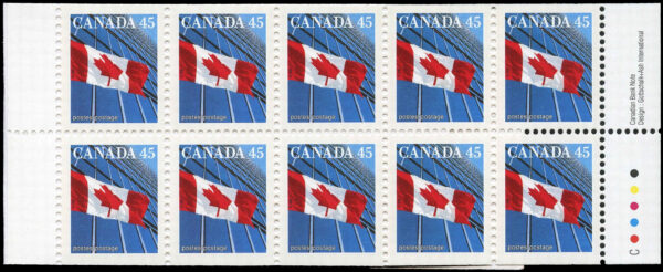 Canada Stamp Booklet - #BK205 Flag over Building (1998) 10 x 45¢ Booklet of 10 stamps (#1362a in cover) - Image 2