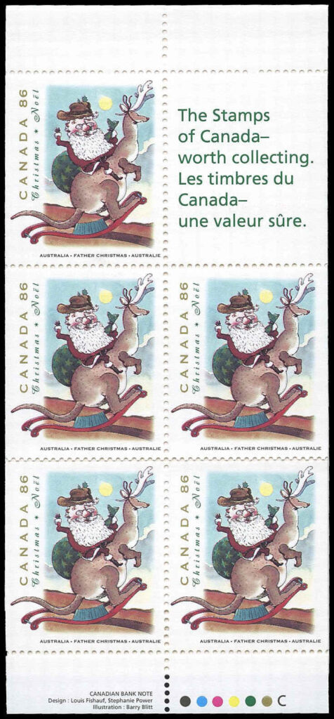 Canada Stamp Booklet - #BK165 Father Christmas from Australia (1993) 5 x 86¢ Booklet of 5 stamps (#1501a in cover) - Image 2