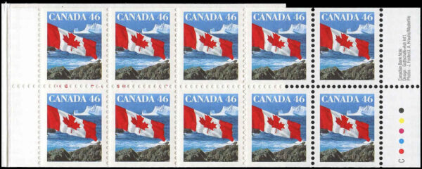 Canada Stamp #1682a - Flag over Iceberg (1998) 10 x 46¢ Booklet pane of 10 stamps (#1682as) (BK214) - Image 2