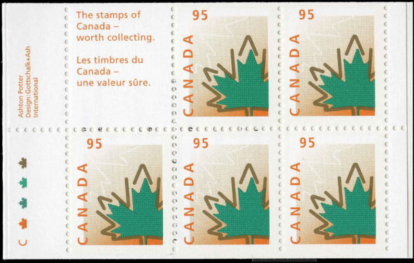 Canada Stamp Booklet - #BK217 Maple Leaf (1998) 5 x 95¢ Booklet of 5 stamps (#1686a in cover) - Image 2