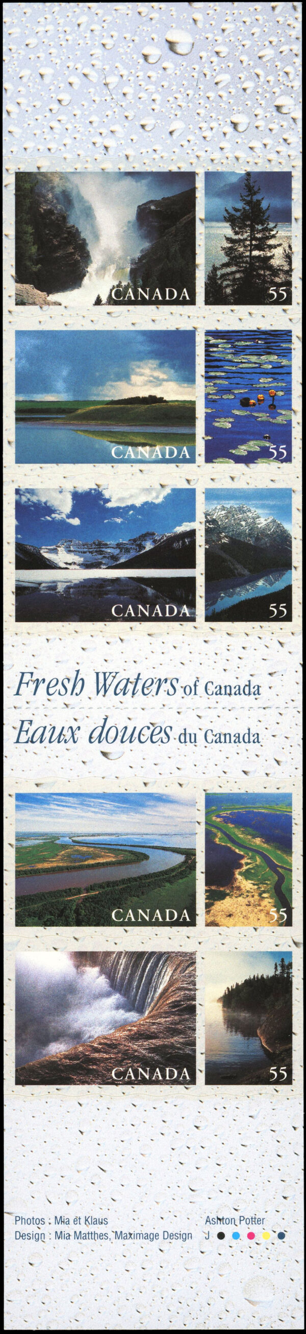 Canada Stamp #1854 - Fresh Waters of Canada (2000) 5 x 55¢ Booklet pane of 5 stamps (#1854a-e) (BK228) - Image 2