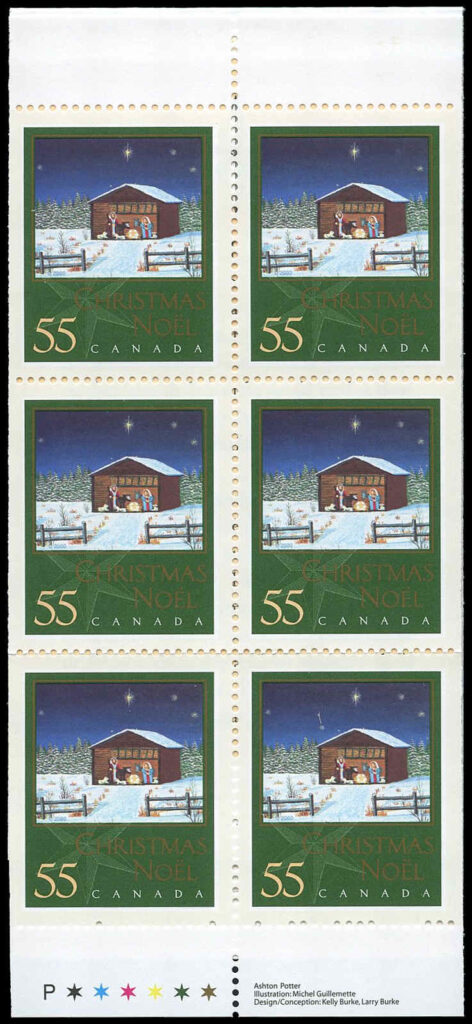 Canada Stamp #1874a - Christmas Creche, by Michel Guilemette (2000) 6 x 55¢ Booklet pane of 6 stamps (#1874as) (BK234) - Image 2