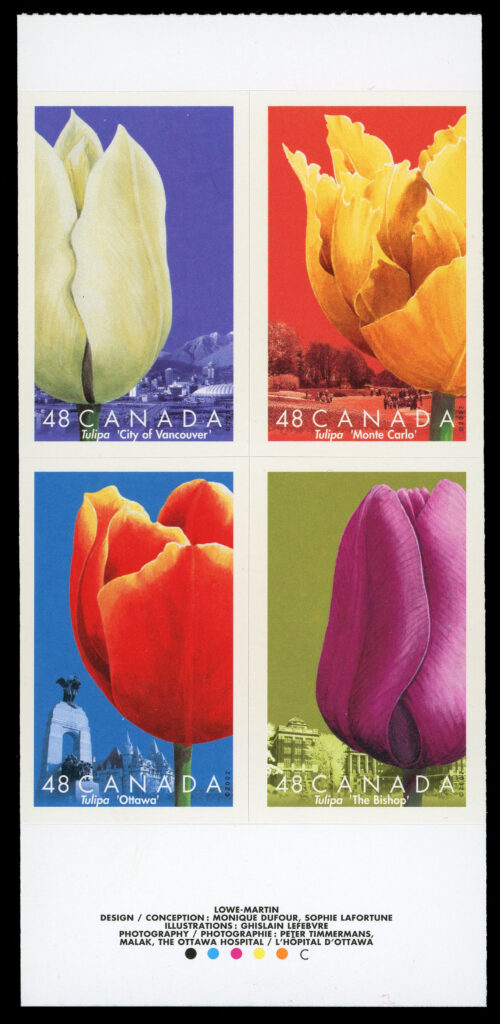 Canada Stamp BOOKLET#BK257 - Tulips (2002) 8 x 48¢ ,2X Booklet pane of 4 stamps (#1946a-d) (BK257) - Image 2