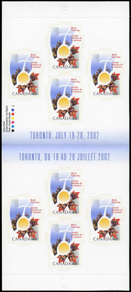 Canada Stamp #1957a - World Youth Day (2002) 8 x 48¢ Booklet pane of 8 stamps (#1957) (BK261) - Image 2