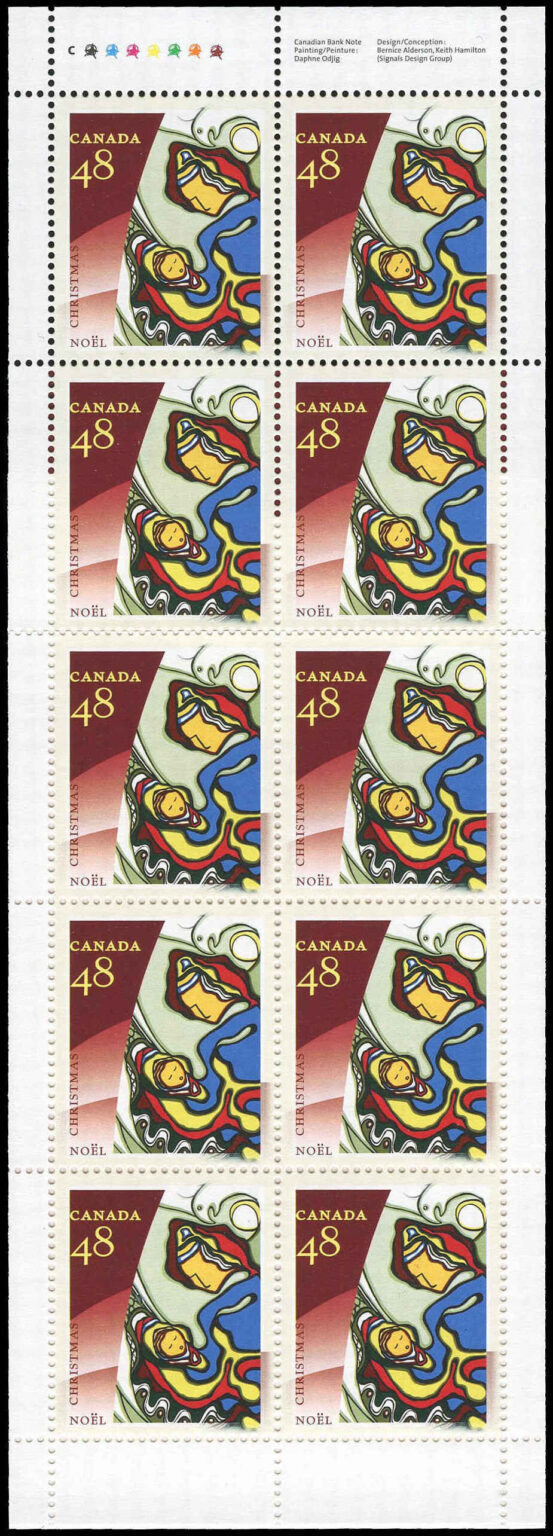 Canada Stamp #1965a - Genesis, by Daphne Odjig (2002) 10 x 48¢ Booklet pane of 10 stamps (#1965) (BK262) - Image 2