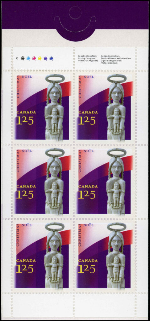 Canada Stamp #1967a - Mary and Child, by Irene Katak Anguititaq (2002) 6 x $1.25 Booklet pane of 6 stamps (#1967) (BK264) - Image 2