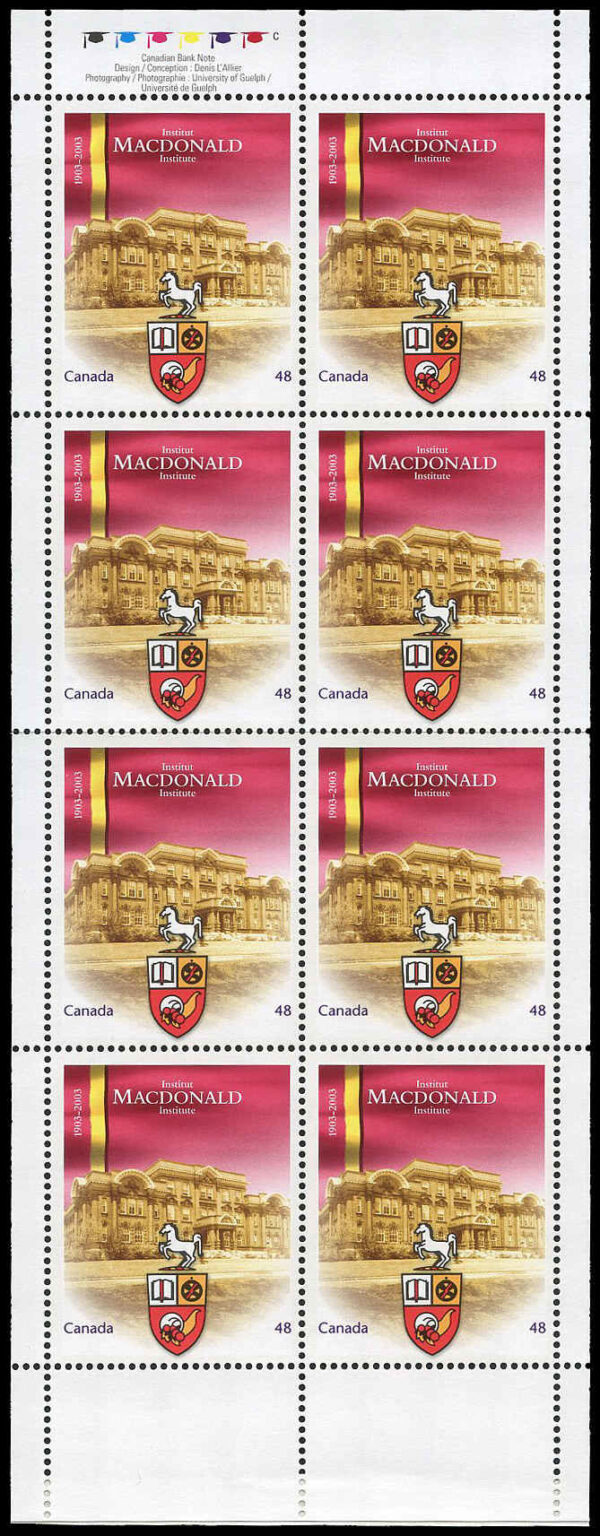 Canada Stamp #1976a - Macdonald Institute (2003) 8 x 48¢ Booklet pane of 8 stamps (#1976) (BK272) - Image 2