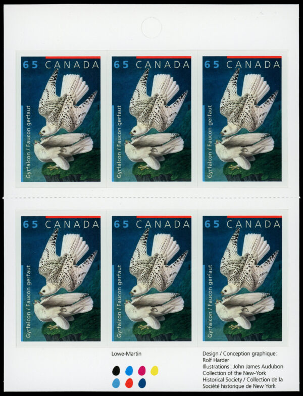 Canada Stamp #1983a - Gyrfalcon (2003) 6 x 65¢ Booklet pane of 6 stamps (#1983) (BK267) - Image 2