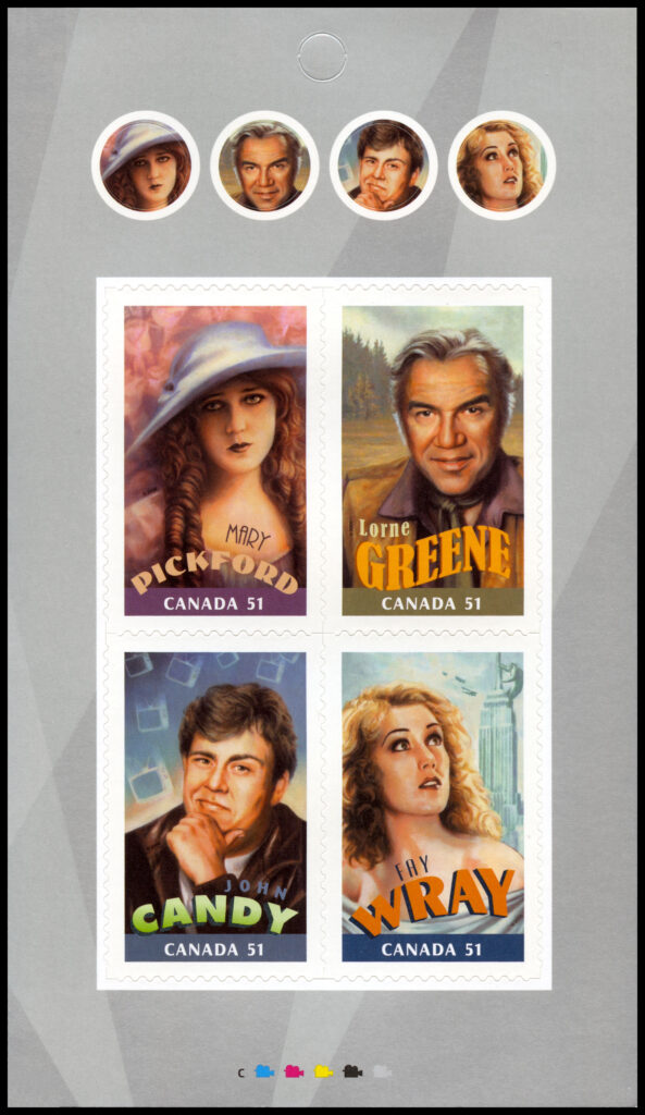 Canada Stamp #2154iii - Canadians in Hollywood (2006) 8 x 51¢,2 X Booklet pane of 4 stamps (#2154a-d) (BK329), Mary Pickford at upper left - Image 2