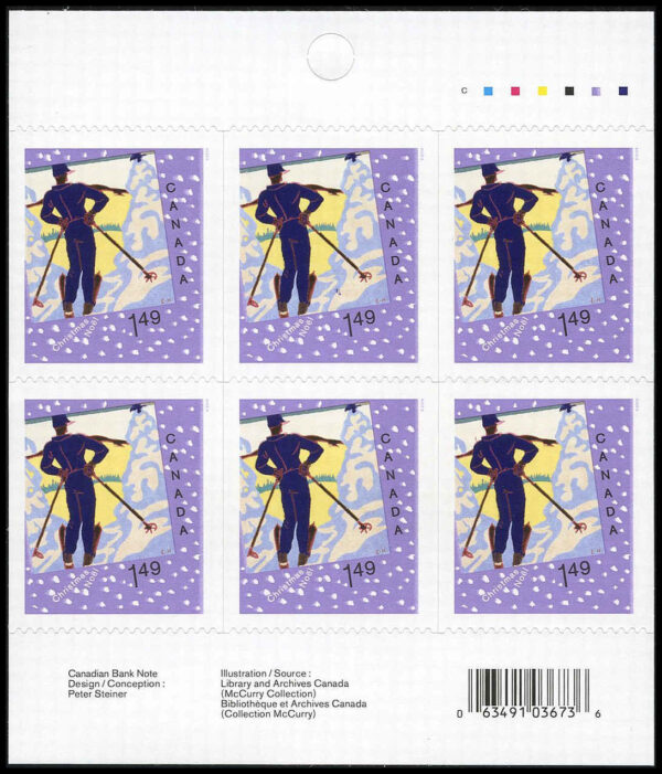 Canada Stamp #2186A - Contemplation, by Edwin Holgate (2006) 6 x $1.49 Booklet pane of 6 stamps (#2186) (BK339) - Image 2