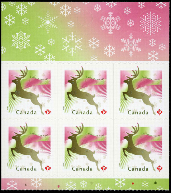 Canada Stamp #2239a - Reindeer (2007) 12 x P (52¢) 2X Booklet pane of 6 stamps (#2239) (BK359) - Image 2