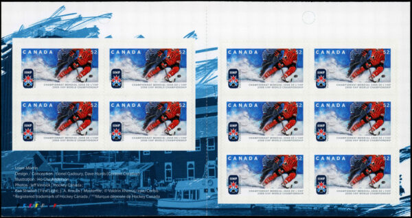 Canada Stamp Booklet - #BK372 Hockey players (2008) 10 x 52¢ Booklet of 10 stamps (#2265a in cover) - Image 2