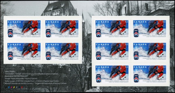 Canada Stamp Booklet - #BK373 Hockey players (2008) 10 x 52¢ Booklet of 10 stamps (#2265ai in cover) - Image 3