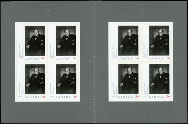 Canada Stamp Booklet - #BK378 Sir Winston Churchill (2008) 8 x $1.60 Booklet of 8 stamps (2 x #2273a in cover) - Image 2