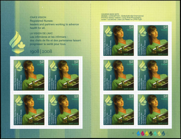 Canada Stamp Booklet - #BK379 Working nurse in her greens (2008) 10 x 52¢ Booklet of 10 stamps (#2275a in cover) - Image 2