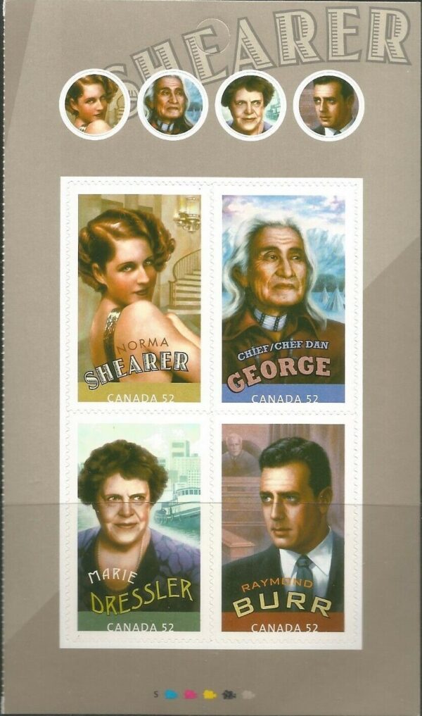 Canada Stamp Booklet - #BK383 Canadians in Hollywood: The Sequel (2008) 8 x 52¢ Booklet of 8 stamps (2 x #2280ii in cover), with Norma Shearer at upper left - Image 2