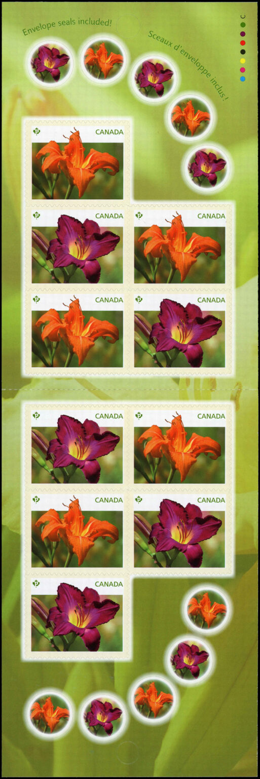 Canada Stamp Booklet - #BK484 Daylilies (2012) 10 x P (61¢) Booklet of 10 stamps (#2530a in cover) - Image 2