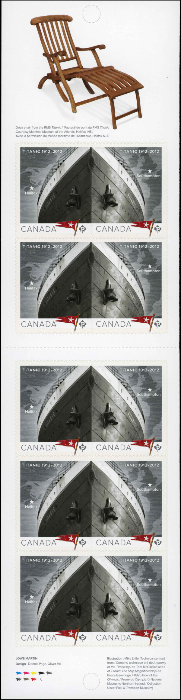 Canada Stamp Booklet - #BK485 Titanic (2012) 10 x P (61¢) Booklet of 10 stamps (#2537a in cover) - Image 2