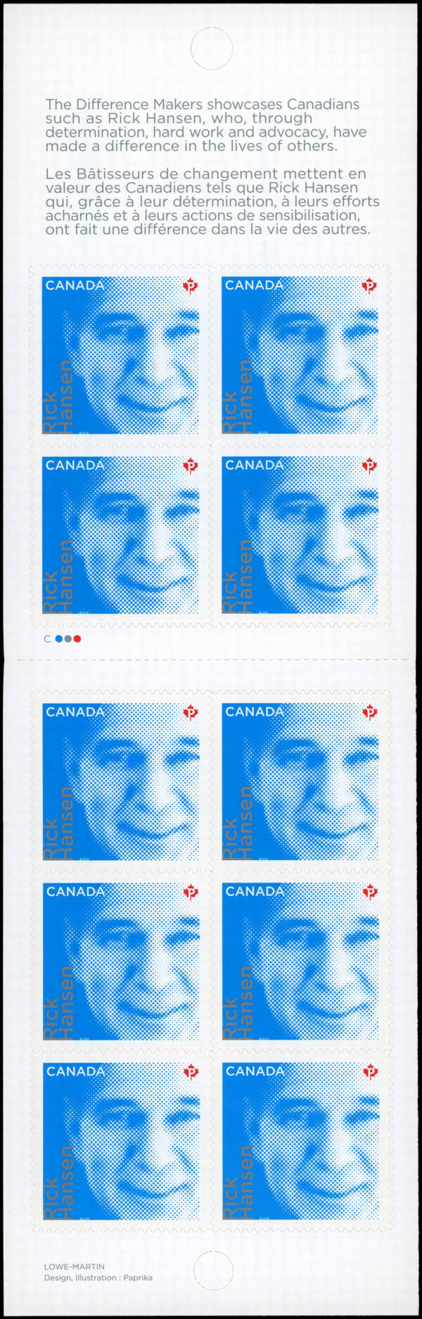 Canada Stamp Booklet - #BK491 Rick Hansen (2012) 10 x P (61¢) Booklet of 10 stamps (#2551a in cover) - Image 2