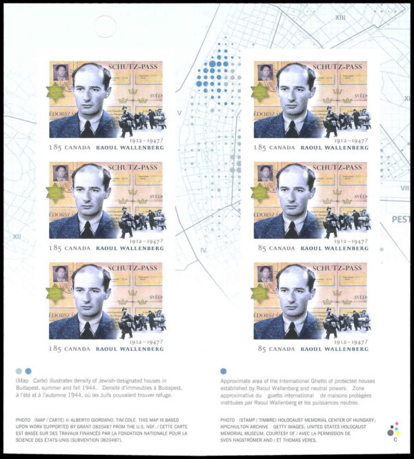 Canada Stamp Booklet - #BK524 Wallenberg with Schutz-Pass (2013) 6 x $1.85 Booklet of 6 stamps (#2618a in cover) - Image 2