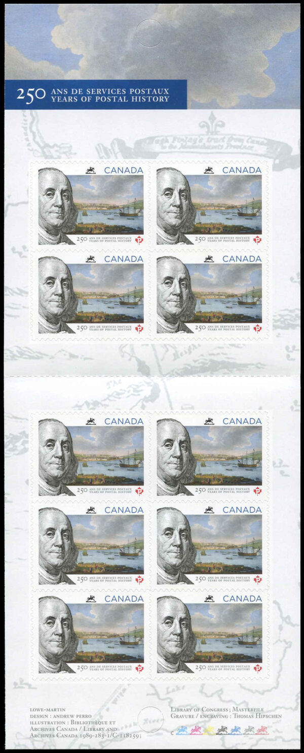 Canada Stamp Booklet - #BK541 Benjamin Franklin, Quebec City (2013) 10 x P (63¢) Booklet of 10 stamps (#2649a in cover) - Image 2