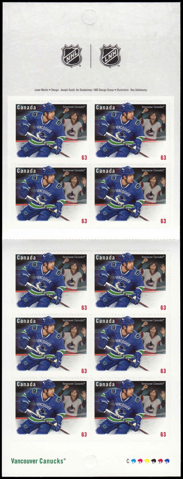 Canada Stamp Booklet - #BK548 Vancouver Canucks (2013) 10 x 63¢ Booklet of 10 stamps (#2670a in cover) - Image 2