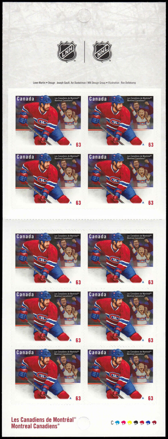 Canada Stamp Booklet - #BK549 Montreal Canadiens (2013) 10 x 63¢ Booklet of 10 stamps (#2671a in cover) - Image 2