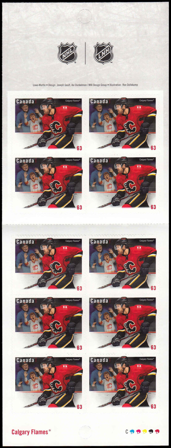 Canada Stamp Booklet - #BK552 Calgary Flames (2013) 10 x 63¢ Booklet of 10 stamps (#2674a in cover) SKU: CA - Image 2