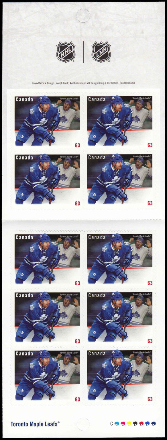 Canada Stamp Booklet - #BK554 Toronto Maple Leafs (2013) 10 x 63¢ Booklet of 10 stamps (#2676a in cover) - Image 2