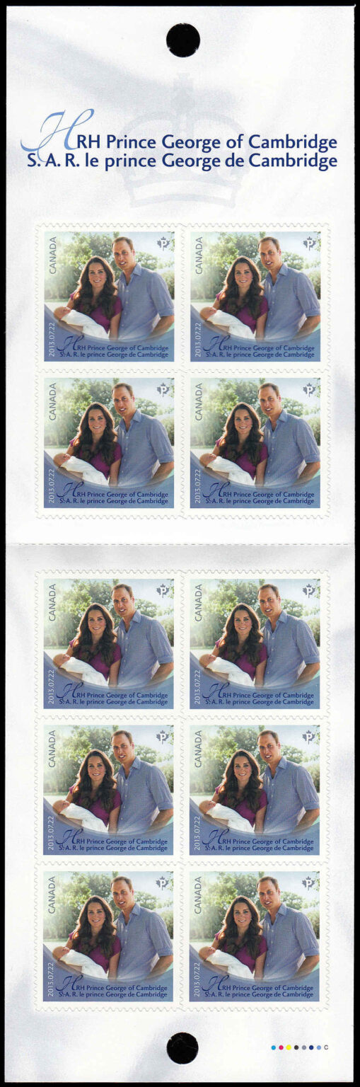 Canada Stamp Booklet - #BK562 Prince George with Prince William and Catherine (2013) 10 x P (63¢) Booklet of 10 stamps (#2686a in cover) - Image 2