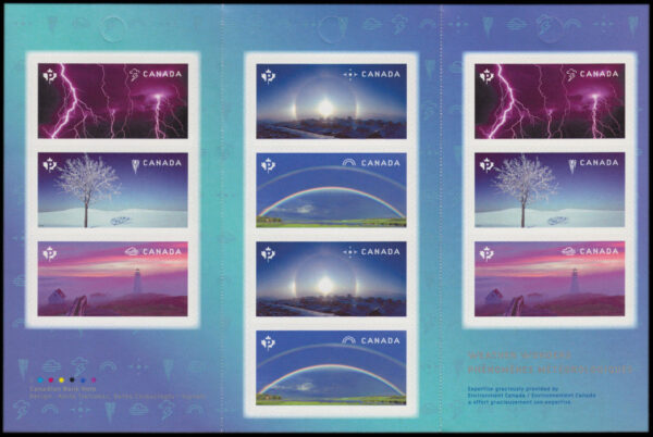 Canada Stamp Booklet - #BK622 Weather Wonders (2015) 10 x P (85¢) Booklet of 10 stamps (#2843a in cover) - Image 2