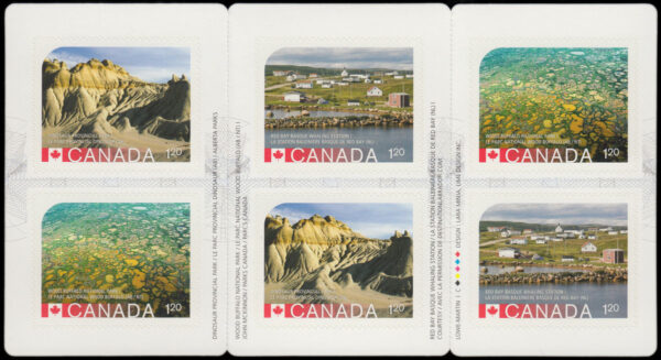 Canada Stamp Booklet - #BK628 Unesco World Heritage Sites in Canada (2015) 6 x $1.20 Booklet of 6 stamps (#2858a in cover) - Image 2