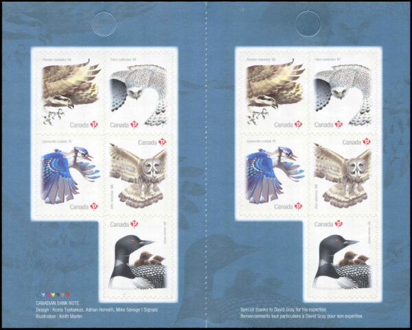 Canada Stamp Booklet - #BK675 Birds of Canada - 2 (2017) 10 x P (85¢) Booklet of 10 stamps (#3022a in cover) - Image 2