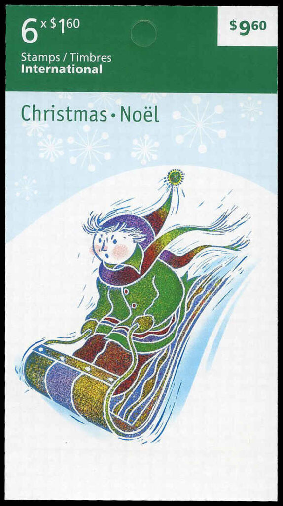 Canada Stamp #2295a - Tobogganing (2008) 6 x $1.60 Booklet pane of 6 stamps (#2295) (BK393) - Image 2