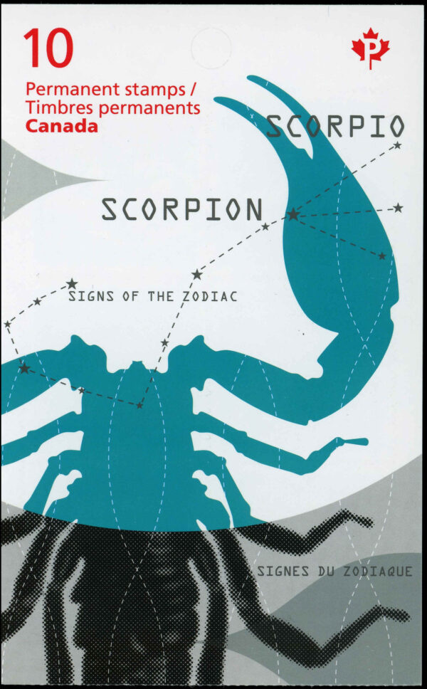 Canada Stamp #2456a - Scorpio: The Scorpion (2012) 10 x P (61¢) Booklet pane of 10 (#2456) (BK498) - Image 2