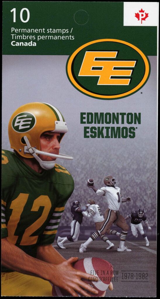 Canada Stamp #2570a - Edmonton Eskimos Tom Wilkinson (1943- ), 'Five in a Row' (2012) 10 x P (61¢) Booklet pane of 10 stamps (#2570) (BK501) - Image 2