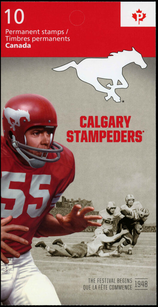 Canada Stamp #2571a - Calgary Stampeders Wayne Harris (1938- ), 'The Festival Begins' (2012) 10 x P (61¢) Booklet pane of 10 stamps (#2571) (BK502) - Image 2