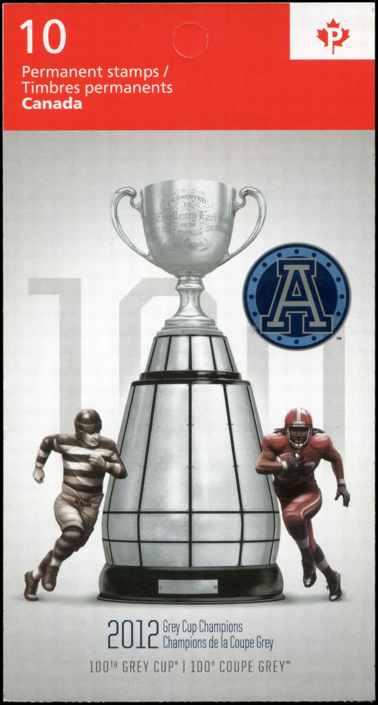 Canada Stamp #2598a - Grey Cup with Toronto Argonauts Logo Overprint (2012) 10 x P (61¢) Booklet pane of 10 stamps (#2598) (BK516) - Image 2