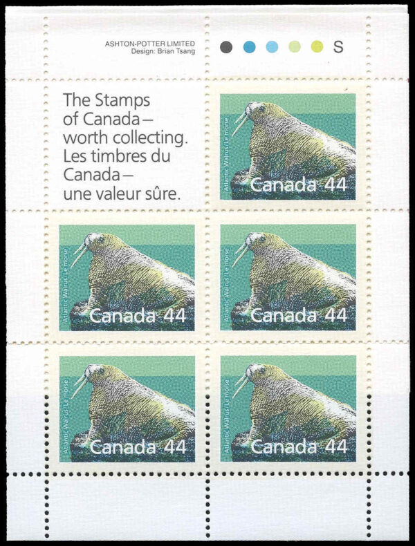 Canada Stamp Booklet - #BK104 Atlantic Walrus (1989) 5 x 44¢ Booklet of 10 stamps (#1171b in cover) - Image 2