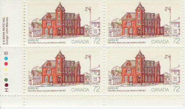 Canada PB#1125 - Battleford Post Office (1987) 72¢