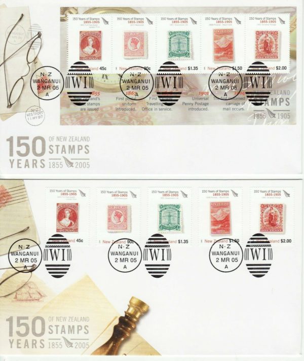 NEW ZEALAND 2005 150th STAMP ANNIV Full Set of 6 FDC in NEW condition - Image 3