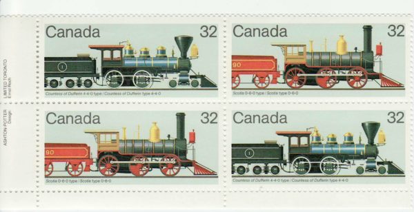 Canada PB#1037a - Canadian Locomotives (1860-1905)-2 (1984) 2 x 32¢ Se-tenant pair (1036, 1037)