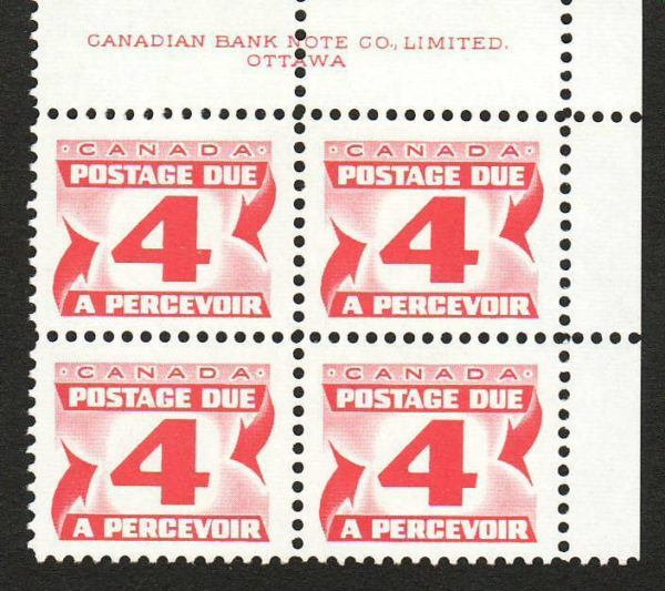 Canada #J31iii 1974 4 ct  POSTAGE DUE Plate Blk HIGH BRIGHT MNH