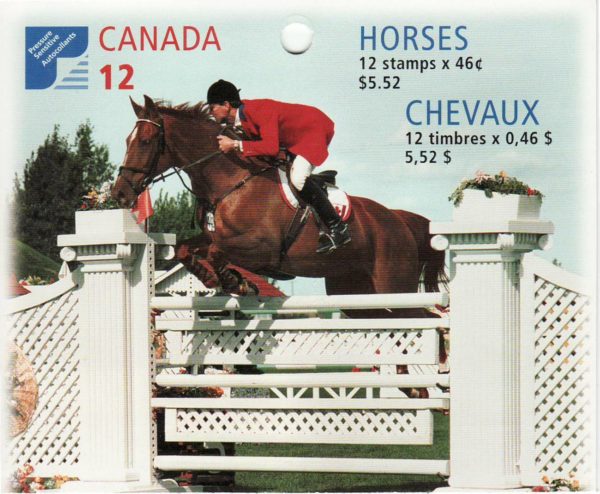 CANADA BOOKLET #BK220 46c PANE/12, 1999 HORSES, VF,