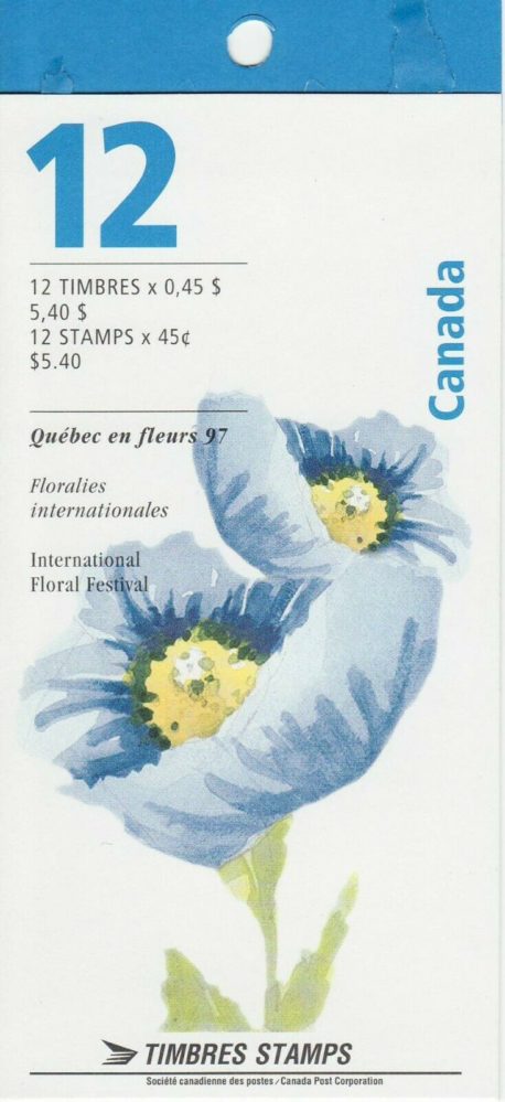 Canada 1997 BOOKLET BK199, 1638a, BLUE POPPY,  PANE OF 12  MNH