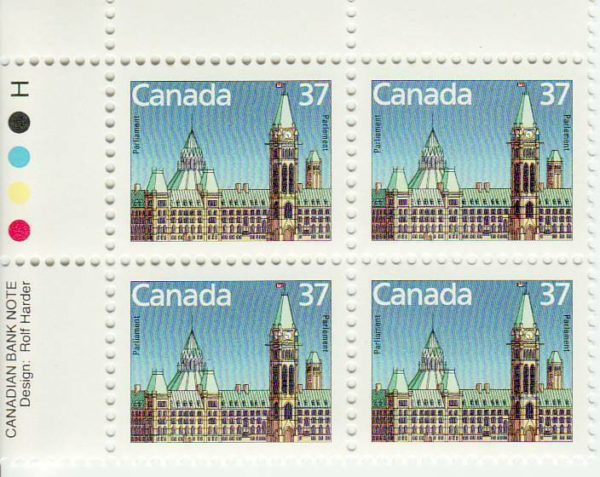 0.37 Plate Block #1163 - Parliament Buildings (1987) 37¢