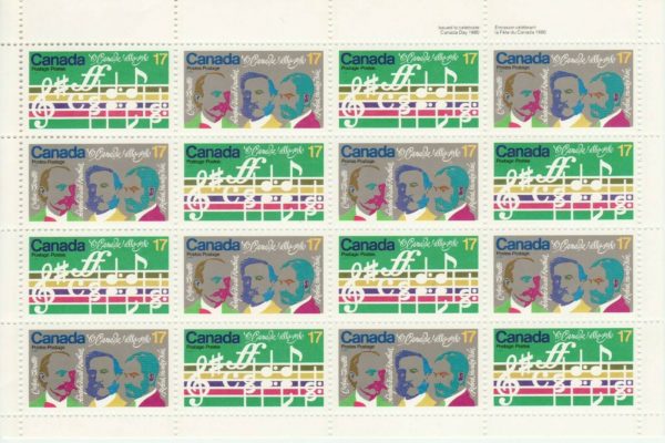 Canada SHEET#858a - O Canada Centenary (1980) 16 x 17¢ Se-tenant pair (857, 858)