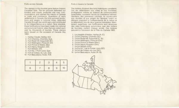 Canada jumbo FDC 1983 sc#992a Canadian Forts-1, pane of 10 - Image 3