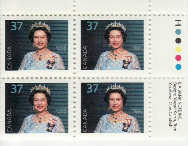 0.37 Plate Block #1162 - Queen E II (1987) 37¢