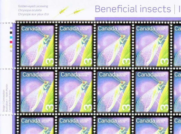 Canada SHEET Stamp #2235   with error #2235a - Golden-eyed Lacewing (2007) 3¢ - Image 3